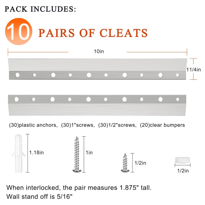 YanTuo French Cleat Hanger 10 Inch - 10 Pairs, Z Bar Hanger Supports 60 Lbs, Interlocking Wall Mounting Bracket Hardware Kit for Hanging Mirrors, Picture, Shelf, Whiteboard, Art, Frames - Image 3